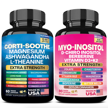 Fabulova Research Cortisol 60 and Myo-Inositol 90 Capsules Supplement Bundle