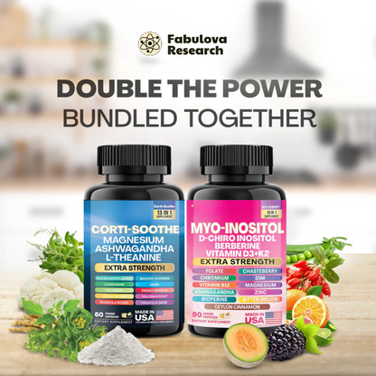 Fabulova Research Cortisol 60 and Myo-Inositol 90 Capsules Supplement Bundle